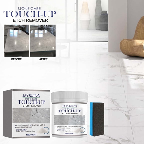 Marble Polishing Powder 100g, Etching and Water Stain Remover for Travertine Limestone, DIY Stone Restorer for Countertops White