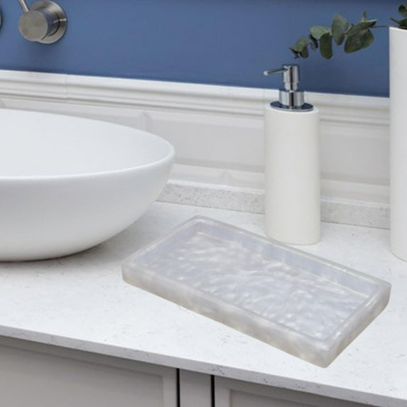 Marble Print Bathroom Vanity Tray Perfume Cosmetic Holders Serving Trays Drinks Pear White