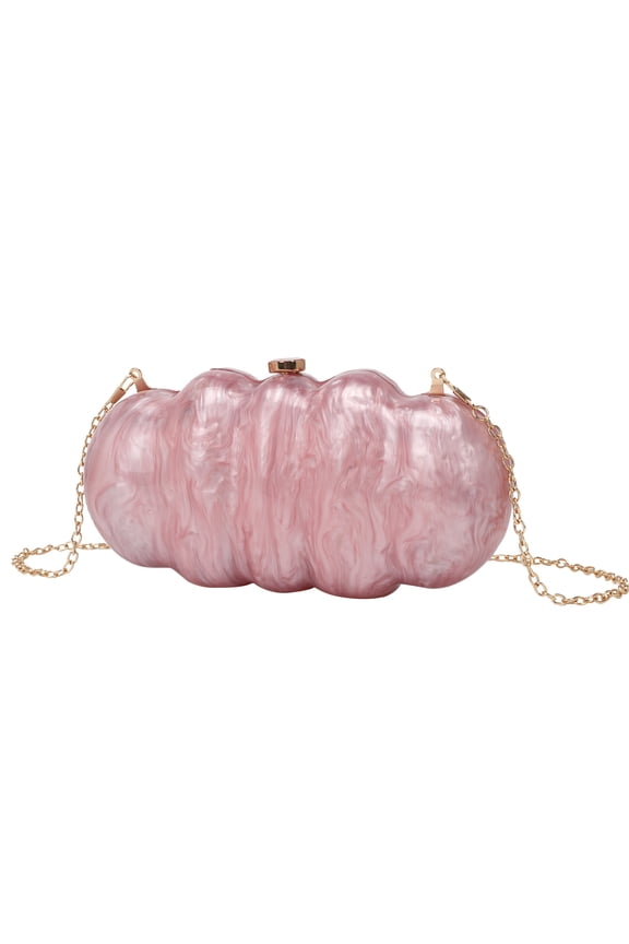 ‌Marble Print Caterpillar Handbag - Chic Acrylic Party Purse