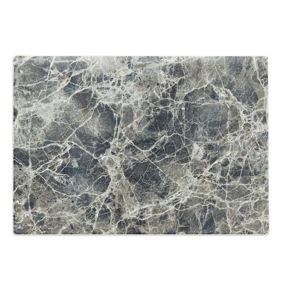 Marble Print Cutting Board, Ceramic Style Grunge Scratches Formless Lines and Cracks Art, Decorative Tempered Glass Cutting and Serving Board, Large Size, Tan Beige Dark Taupe, by Ambesonne