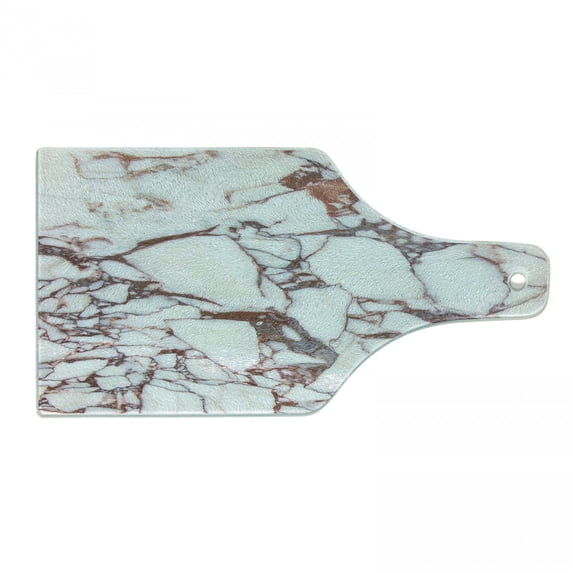 Marble Print Cutting Board, Dolomite Rocks Pattern with Characteristic Swirls and Cracked Lines Abstract, Tempered Glass Cutting and Serving Board, Wine Bottle Shape, Beige Brown, by Ambesonne