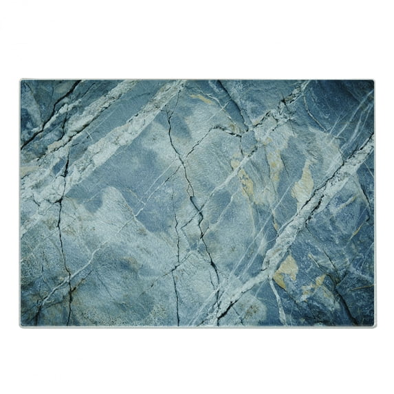 Marble Print Cutting Board, Exquisite Granite Stone Architecture Floor Nature Faded Rock Picture, Decorative Tempered Glass Cutting and Serving Board, Small Size, Pale Blue Grey, by Ambesonne