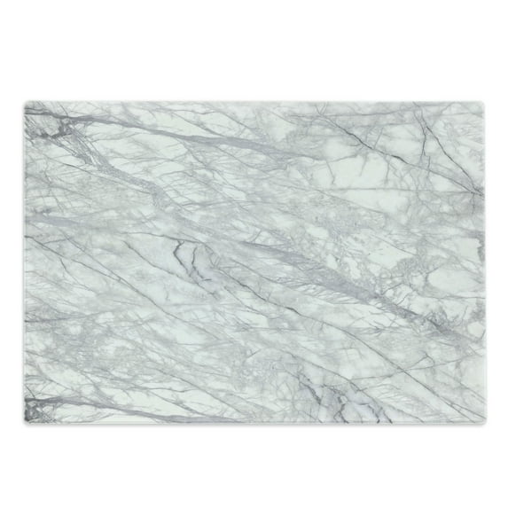 Marble Print Cutting Board, Granite Surface with Bunch of Fracture Lines and Branches Veins Design, Decorative Tempered Glass Cutting and Serving Board, Large Size, Pale Grey White, by Ambesonne