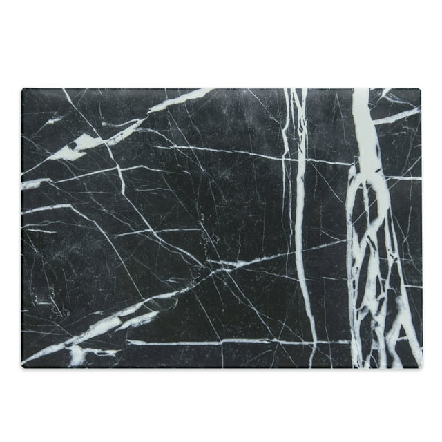 Marble Print Cutting Board, Grunge Natural Gemstone Nostalgic Architecture Culture Design, Decorative Tempered Glass Cutting and Serving Board, Large Size, Charcoal Grey White, by Ambesonne