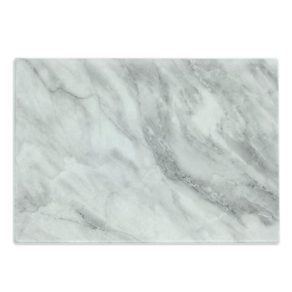 Marble Print Cutting Board, Marble Surface Textured Cracks and Veins Shady Limestone Ceramic, Decorative Tempered Glass Cutting and Serving Board, Large Size, Grey Dust, by Ambesonne