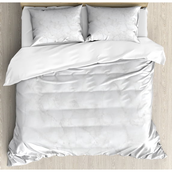 Marble Print Duvet Cover Set, Abstract Granite Cracks Stone Formation Pattern Mine Veins Ceramic Style Image, Decorative 3 Piece Bedding Set with 2 Pillow Shams, Queen Size, Dust Grey, by Ambesonne