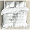 thumbnail image 1 of Marble Print Duvet Cover Set, Abstract Stained Pattern Natural Textured Architectural Background, Decorative 3 Piece Bedding Set with 2 Pillow Shams, Queen Size, Grey White Dust, by Ambesonne, 1 of 3