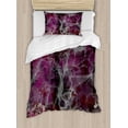 thumbnail image 1 of Marble Print Duvet Cover Set, Psychedelic Dark Colors Cloudy Onyx Stone Surface, Decorative 2 Piece Bedding Set with 1 Pillow Shams, Twin Size, Charcoal Grey Magenta, by Ambesonne, 1 of 3
