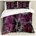 thumbnail image 1 of Marble Print Duvet Cover Set, Psychedelic Dark Colors Cloudy Onyx Stone Surface, Decorative 3 Piece Bedding Set with 2 Pillow Shams, King Size, Charcoal Grey Magenta, by Ambesonne, 1 of 3