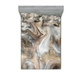 thumbnail image 1 of Marble Print Fitted Sheet & Pillow Sham Set, Retro Style Paintbrush Colors in Marbling Texture Watercolor Art, Decorative Printed 6 Piece Bedding Decor Set, Calking, Sand Brown Pale Grey, by Ambesonne, 1 of 3