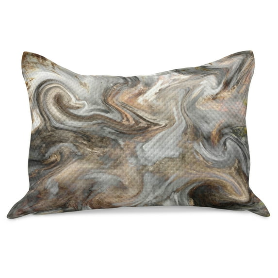 Marble Print Knitted Quilt Pillowcover, Retro Style Paintbrush Colors in Marbling Texture Watercolor Art, Standard King Size Pillow Cover for Bedroom, 36" x 20", Sand Brown and Pale Grey, by Ambesonne