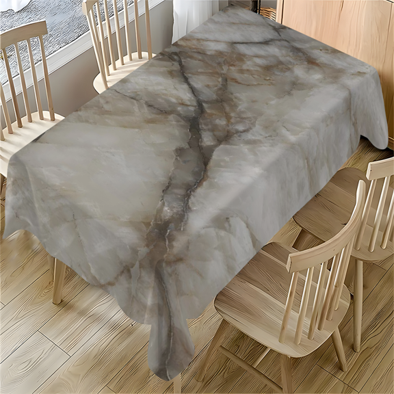 Marble Print Rectangle Tablecloth 55x77.1 Inches - Realistic Stone Pattern for Dining, Desk, Party, and Outdoor Use