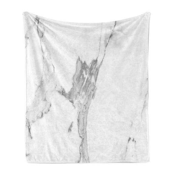 Marble Print Soft Flannel Fleece Blanket, Abstract Stained Hazy Pattern Natural Textured Architectural Background, Cozy Plush for Indoor and Outdoor Use, 50" x 70", Grey White Dust, by Ambesonne