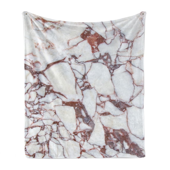 Marble Print Soft Flannel Fleece Blanket, Dolomite Rocks Pattern with Characteristic Swirls and Cracked Lines Abstract, Cozy Plush for Indoor and Outdoor Use, 60" x 80", Beige Brown, by Ambesonne