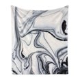 thumbnail image 1 of Marble Print Soft Flannel Fleece Blanket, Trippy Mix of Colors Unusual Forms Creative Paintbrush Style Image, Cozy Plush for Indoor and Outdoor Use, 50" x 70", Black Pale Grey Dust, by Ambesonne, 1 of 5