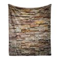 thumbnail image 1 of Marble Print Soft Flannel Fleece Blanket, Urban Brick Slate Stone Wall Rocks Featured Facade Architecture Town Picture, Cozy Plush for Indoor and Outdoor Use, 50" x 70", Multicolor, by Ambesonne, 1 of 6