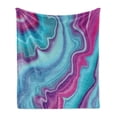 thumbnail image 1 of Marble Print Soft Flannel Fleece Throw Blanket, Abstract Color Formation Wavy Aqua Pink Lines Agate Slab Mineral Geographic, Cozy Plush for Indoor and Outdoor Use, 70" x 90", Aqua Pink, by Ambesonne, 1 of 6