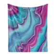 thumbnail image 1 of Marble Print Soft Flannel Fleece Throw Blanket, Abstract Color Formation Wavy Aqua Pink Lines Agate Slab Mineral Geographic, Cozy Plush for Indoor and Outdoor Use, 50" x 60", Aqua Pink, by Ambesonne, 1 of 6