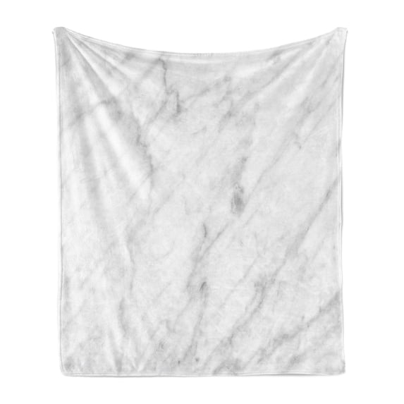Marble Print Soft Flannel Fleece Throw Blanket, Carrara Marble Tile Surface Organic Style Granite Model Modern Design, Cozy Plush for Indoor and Outdoor Use, 50" x 60", Dust Grey White, by Ambesonne