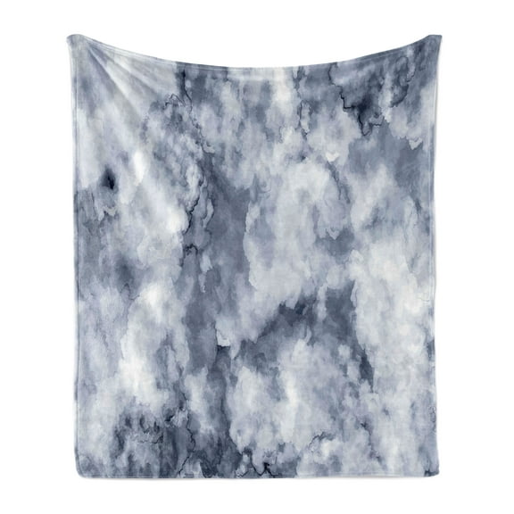 Marble Print Soft Flannel Fleece Throw Blanket, Cloudy Stone Pattern Foggy Effects Abstract Display, Cozy Plush for Indoor and Outdoor Use, 60" x 80", Cadet Blue Dust, by Ambesonne