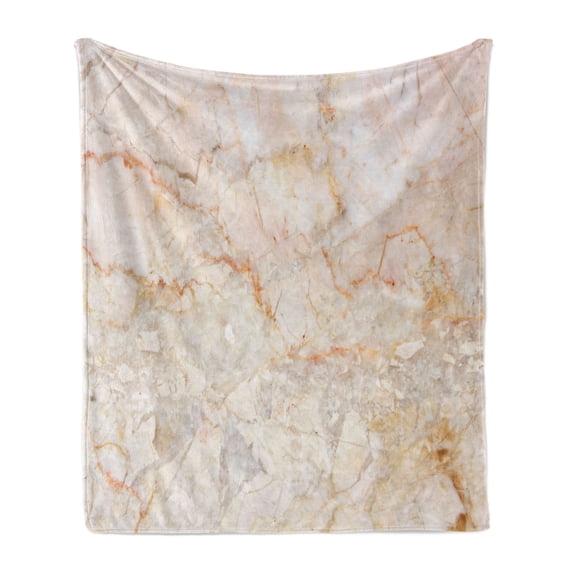 Marble Print Soft Flannel Fleece Throw Blanket, Mine Pattern Design Natural Fractures Realistic Stained Surface Art, Cozy Plush for Indoor and Outdoor Use, 60" x 80", Orange Sand Brown, by Ambesonne