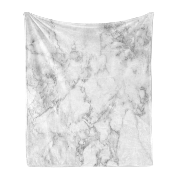 Marble Print Soft Flannel Fleece Throw Blanket, Nature Granite Pattern Cloudy Spotted Trace Effects Stone Image, Cozy Plush for Indoor and Outdoor Use, 60" x 80", Pale Grey Dust, by Ambesonne