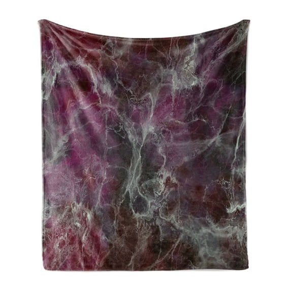 Marble Print Soft Flannel Fleece Throw Blanket, Psychedelic Dark Colors Cloudy Onyx Stone Surface, Cozy Plush for Indoor and Outdoor Use, 60" x 80", Charcoal Grey Magenta, by Ambesonne