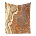 thumbnail image 1 of Marble Print Soft Flannel Fleece Throw Blanket, Unique Earthen Toned Mother Earth Natural Travertine Structures, Cozy Plush for Indoor and Outdoor Use, 60" x 80", Cinnamon Earth Yellow, by Ambesonne, 1 of 6