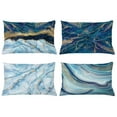 thumbnail image 1 of Ambesonne Marble Print Throw Pillow Cover 4 Pack, Aquatic Pastel Stains, 12"x20", Pale Blue Teal Indigo, 1 of 3