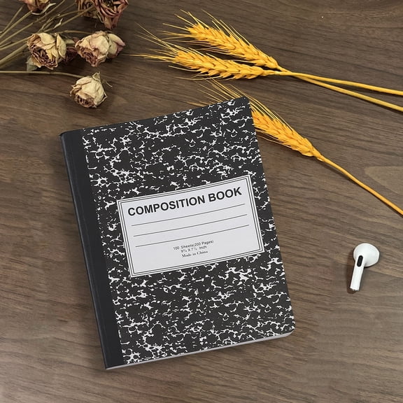 Marble Print Wide Ruled Composition Notebook 200 Pages Durable Binding Cover(Pattrern B-24.5X19X4Cm)