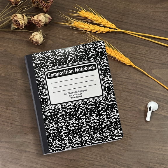 Marble Print Wide Ruled Composition Notebook 200 Pages Durable Binding Cover(Pattrern C-24.5X19X4Cm)