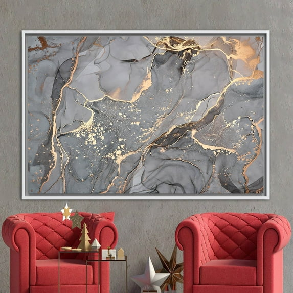 Marble Printed, Marble Art Canvas, Gold Art, Gray And Gold Marble, Alcohol Ink Poster, Modern Marble Poster, Abstract Canvas, Canvas Wall Decor - 3P-Black Framed