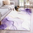 thumbnail image 1 of Marble Purple Area Rug 3x5 FT, Non Slip Entryway Bedside Carpet, Gold White Modern Gradient Ocean Ripple Washable Soft Floor Carpet Indoor Mat Non-Shedding Throw Rug for Dorm Kitchen Home Office, 1 of 9