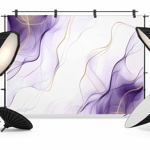 Marble Purple Backdrop for Photoshoot,Photography Photo Studio Background Wall Backdrop,Gold White Modern Gradient Ocean Ripple Back Drop Banner Panel for Portraits Wedding Live Streaming 10x8Ft