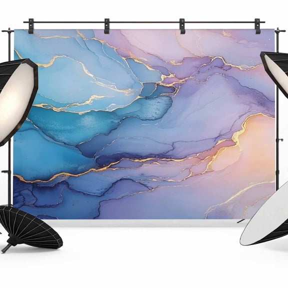 Marble Purple Gold Backdrop for Photoshoot, Photography Photo Studio Background Wall Backdrop, Modern Blue Pink Geometric Back Drop Banner Panel for Portraits Wedding Live Streaming Decor 10x8Ft