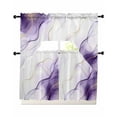 thumbnail image 1 of Marble Purple Kitchen Curtains Sets 36 Inch Length with Valance, Gold White Modern Gradient Ocean Ripple Swag Valances and Tiers Curtain Set Drapes Swag Curtains for Living Room, Bathroom, Bedroom, 1 of 6