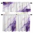 thumbnail image 1 of Marble Purple Kitchen Curtains Sets for Windows 24 Inch Length, Gold White Modern Gradient Ocean Ripple Rod Pocket Window Treatments Tier Curtains and Valances Set for Bedroom/Bathroom, 1 of 8