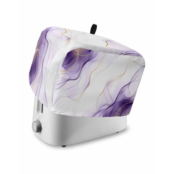 Marble Purple Small Toaster Cover 2 Slice, Kitchen Appliance Covers, Gold White Modern Gradient Ocean Ripple Toaster Oven Cover with Loop, Bread Machine Cover Polyester Dust Cover Protection