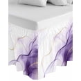 thumbnail image 1 of Marble Purple Wrap Around Bed Skirts for Queen Bed 16" Drop,Bed Skirt with Adjustable Elastic Belt Dust Ruffle Bed Valance for Bedroom Hotel Gold White Modern Gradient Ocean Ripple Bed Frame Cover, 1 of 7