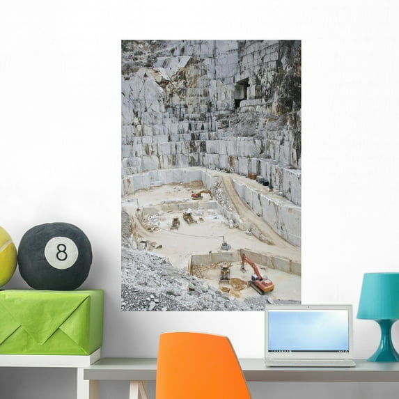Marble Quarry Carrara Wall Mural by Wallmonkeys Peel and Stick Graphic (36 in H x 24 in W) WM63