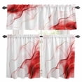 thumbnail image 1 of Marble Red Kitchen Curtains Sets for Windows 24 Inch Length, Gold White Modern Gradient Ocean Wavy Ripple Rod Pocket Window Treatments Tier Curtains and Valances Set for Bedroom/Bathroom, 1 of 8