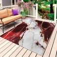 thumbnail image 1 of Marble Red Outdoor Rug for Patio/Deck/Porch, Non-Slip Large Area Rug 5 x 7 Ft, Modern Abstract Gold White Brick Stone Motif Indoor Outdoor Rugs Washable Area Rugs, Camping Rug Carpet Runner, 1 of 8