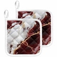 thumbnail image 1 of Marble Red Pot Holders for Kitchen Heatproof Potholder, 2 Pack Modern Abstract Gold White Brick Stone Motif Hot Pads Multipurpose Oven Pads Cloth Potholders Trivet for Cooking and Baking, 1 of 8
