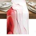 thumbnail image 1 of Marble Red Table Runner - 108 Inch Long, Kitchen Dining Table Runner Dresser Scarves, Gold White Modern Gradient Ocean Wavy Ripple Farmhouse Decor for Coffee Tables Wedding Party Banquet, 1 of 8