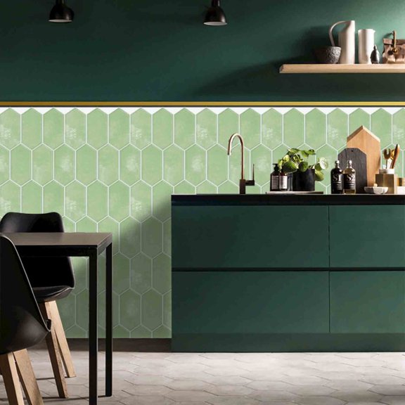 Marble Rock Crystal Tile Sticker, Self-Adhesive Wear-Resistant Floor & Wall Decal Green
