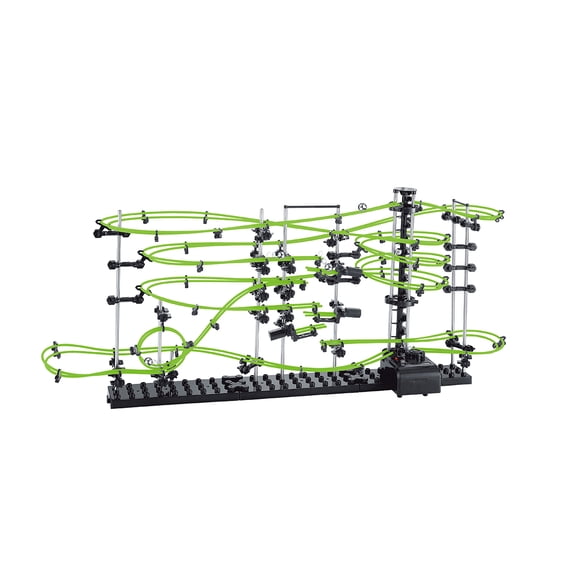 Marble Roller Coaster Building Kit, Glow in The Dark Track Set with 3 Steel Balls, 343PCS Building Set Marble Runs for Adults