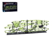 Marble Roller Coaster Kit Level 5, 682pcs Glow in The Dark Marble Run with 5 Steel Balls, Expert DIY Space Track Building Set