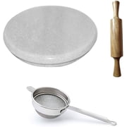 Marble Roti Roller/Chakla/Rolling Pin Board/Roti Maker/Phulka Maker/Chakla/Marble Rolling Pin/Marble Belan for Kitchen. Size9INCH Pack of 3 Chakla + Belan+Chani By Indian Collectible
