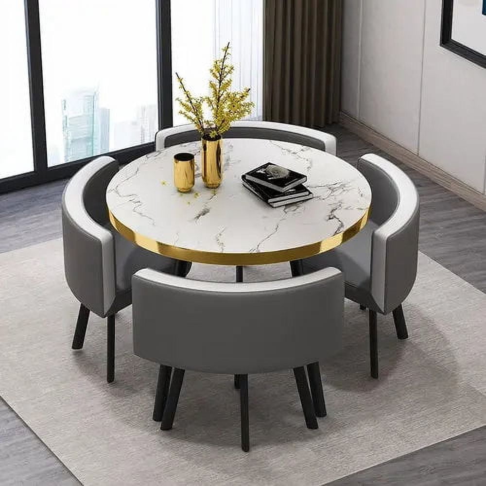Marble Round Dining Tables Set 4 Chairs Modern Center Table Luxury ...