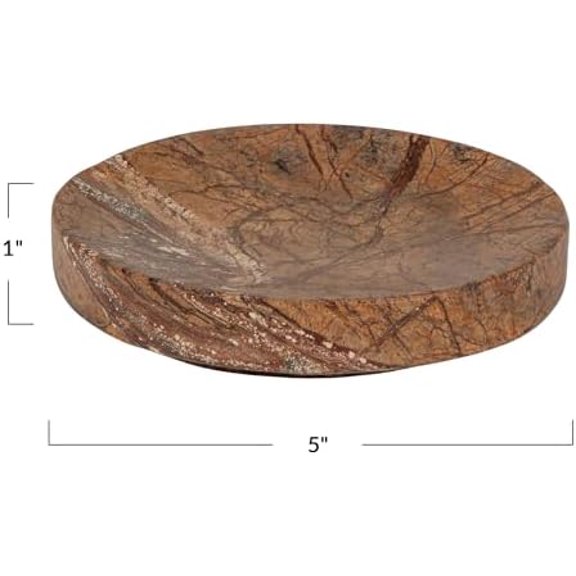 Marble Round Soapdish, Brown